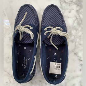 Sperry Top Sider Men's Navy Striped Boat Shoes